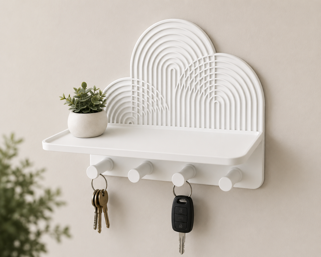Rangement mural D3D – Design géométrique avec tablette